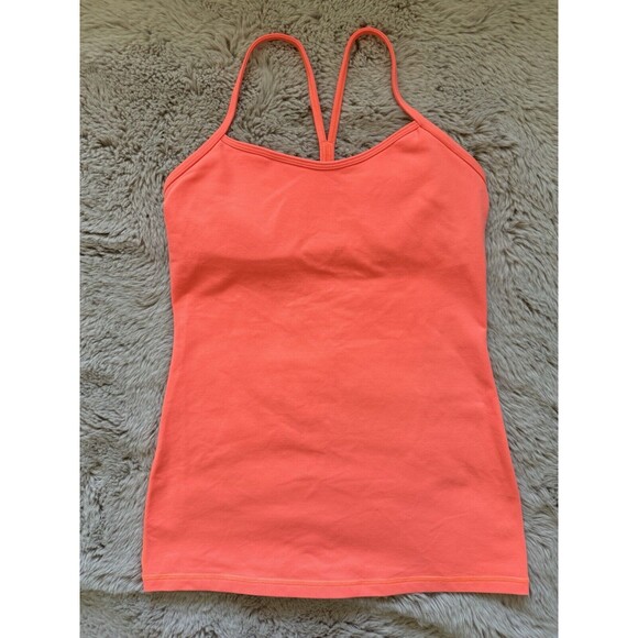 Lululemon Tops - Lululemon Women’s Orange Racerback Tank Top Sz 8 Padded EUC Gym Running Outdoor